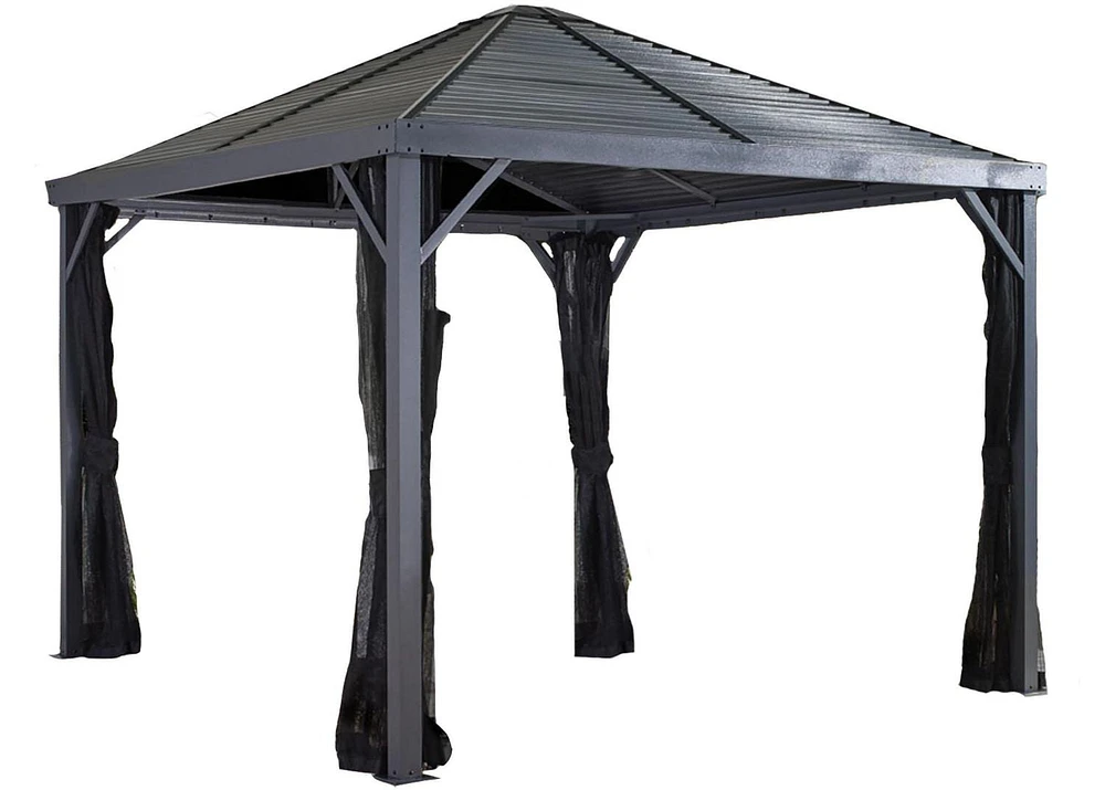 Sojag 10' x 10' Sanibel Hardtop Gazebo Outdoor Weather-Resistant Aluminum Frame Sun Shelte