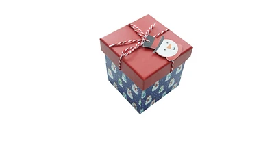 Holiday Time 3.15" x 3.15" x 3.15" Christmas  Box  3.15 IN SNOWMAN STRING TAG SQUARE BOX