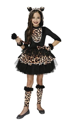 HALLOWEEN GIRLS BLACK FUZZY KITTY COSTUME