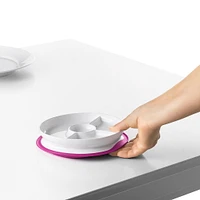 OXO Tot - Stick & Stay Suction Divided Plate - Silicone Base That Sticks Surfaces - Dishwasher Safe - Baby Feeding from 6 Months and Up - Pink - 61121300