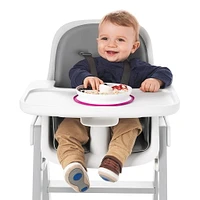 OXO Tot - Stick & Stay Suction Divided Plate - Silicone Base That Sticks Surfaces - Dishwasher Safe - Baby Feeding from 6 Months and Up - Pink - 61121300