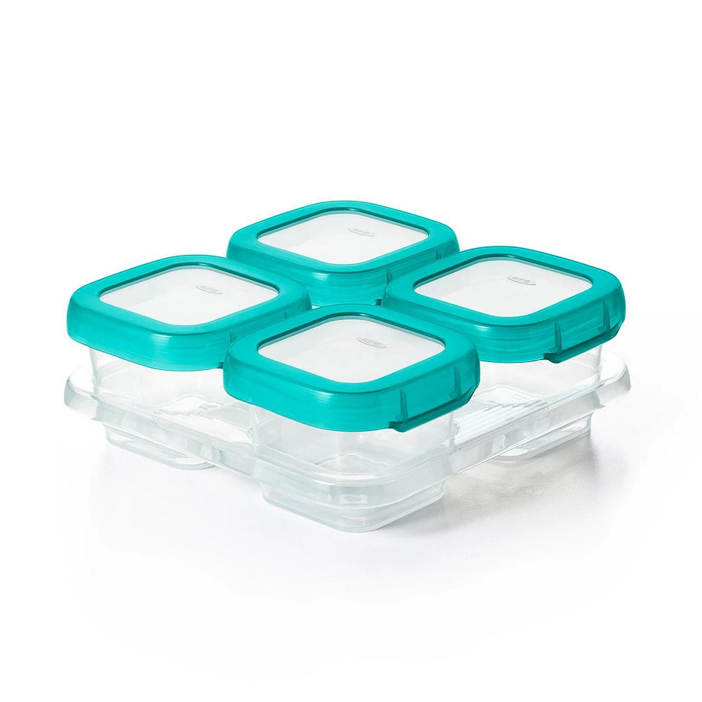 OXO Tot - 4oz Plastic Baby Blocks - Freezer Storage Containers - Teal - 61130000