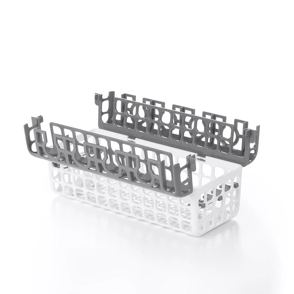 OXO Tot - Dishwasher Basket - Keeps Toddlers Dishwasher-Safe Items Contained and Organized - Baby Bottles, Sippy Cups, Straw cups - Gray