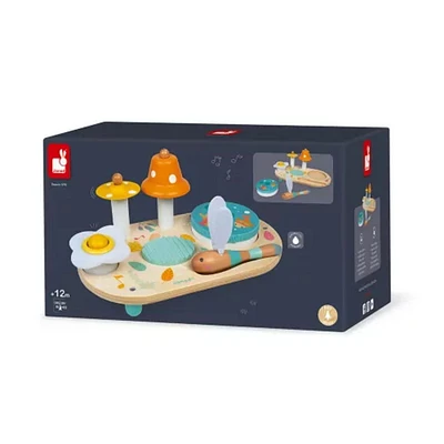 Janod - Pure - Musical Table - Colourful Development Toy - For Babies and Toddlers - From 12 Months - Multilingual - J05164.