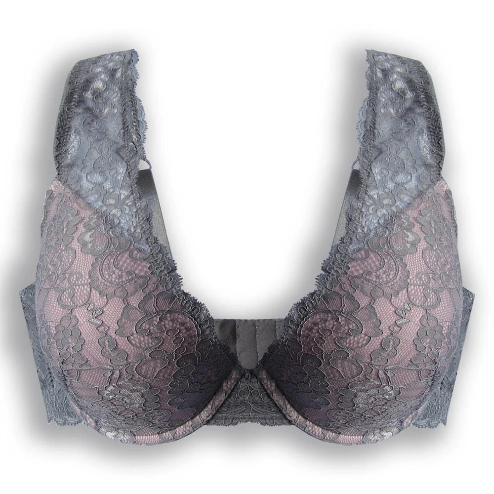 George Women's Lace Overlay T-Shirt Bra, Sizes 40-44C, 38-44D, 38-44DD