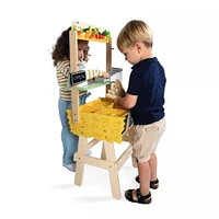 Janod - Farm Market Merchant - Wooden Selling Station - 58 Accessories - Development Toy - Early-Learning - Discovery For Children and Toddlers - From 3 Years + - Multilingual