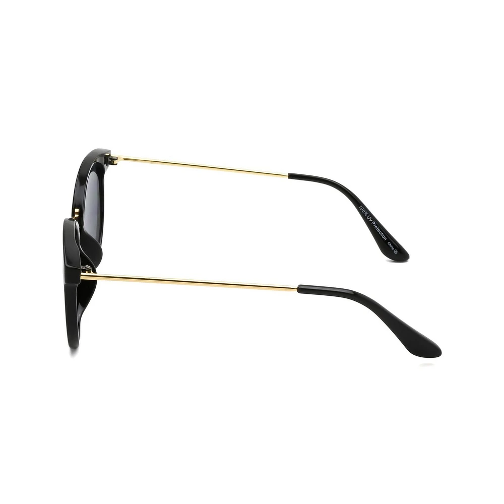 Lunettes de soleil rondes noires pour femme Time & Tru