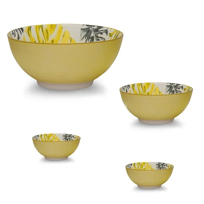 Botanical Yellow 4 Piece Bowl Set