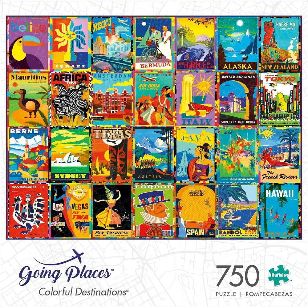 Buffalo Games Going Places Colorful Destinations 750 Piece Jigsaw Puzzle