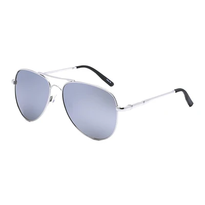 Lunettes de soleil aviateur argentées polarisées pour homme George