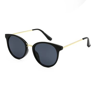 Lunettes de soleil rondes noires pour femme Time & Tru