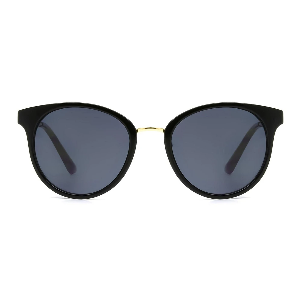 Lunettes de soleil rondes noires pour femme Time & Tru