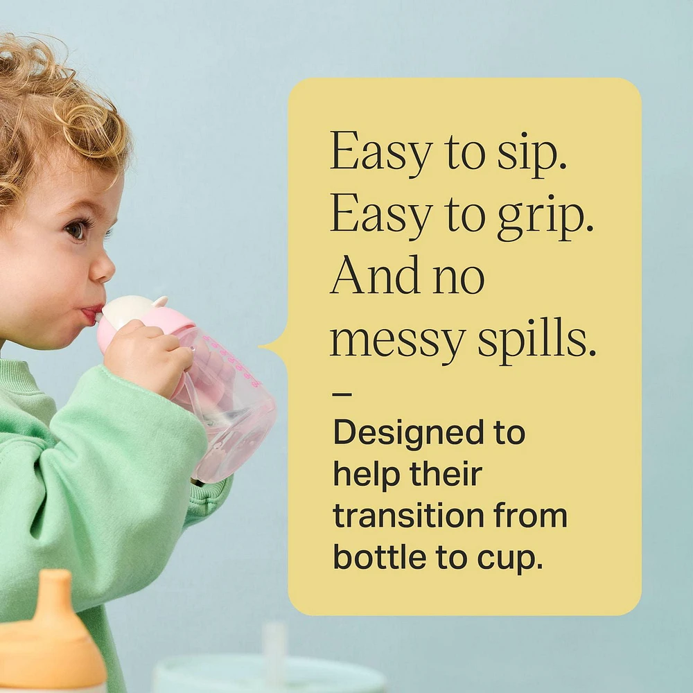 Tommee Tippee Starter Straw Cup, 8oz, 6 Months+ Easy Transition Toddler Cup with Silicone Weighted Straw and Easy-Hold Handles, Pink, 1 count, TT 1X STARTER STRAW 8OZ PINK