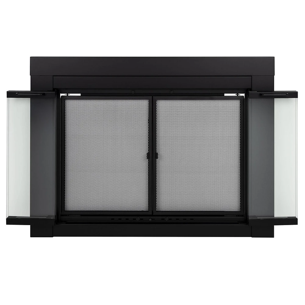 Pleasant Hearth AT-1000 Ascot Glass Firescreen Black -Small