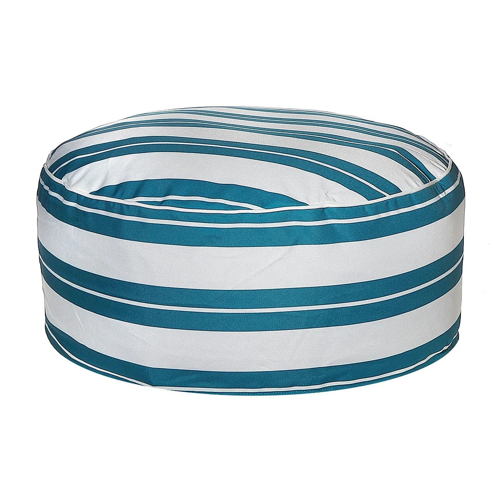 Boston Outdoor Cabana Stripe Inflatable Pouf Teal 22 X 22