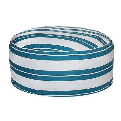 Boston Outdoor Cabana Stripe Inflatable Pouf Teal 22 X 22