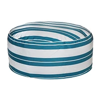 Boston Outdoor Cabana Stripe Inflatable Pouf Teal 22 X 22