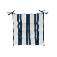 Boston Outdoor Cabana Stripe Tufted Chair Pad Navy Blue 22 X 22 - Set of 2