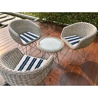 Boston Outdoor Cabana Stripe Tufted Chair Pad Navy Blue 22 X 22 - Set of 2