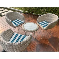 Boston Outdoor Cabana Stripe Tufted Chair Pad Teal 16 X 16 - Set of 2