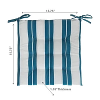 Boston Outdoor Cabana Stripe Tufted Chair Pad Teal 16 X 16 - Set of 2