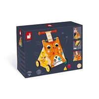 Janod Chariot de Marche Multi-Activités Chat - Chariot en Bois avec Poignée Réglable, Jeu de Formes et Activités Ludiques pour Tout-Petits - 12 mois et +