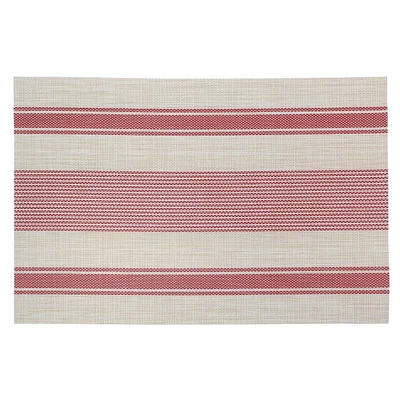 Vinyl Placemat Bistro Stripe Red 12 X 18 - Ensemble De 12