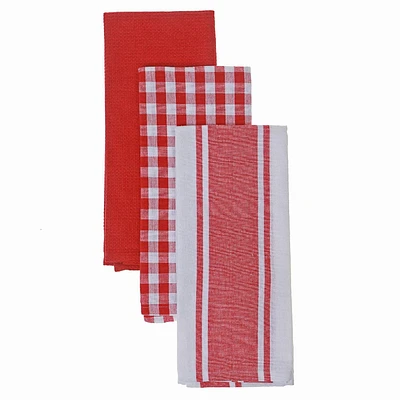 3 Pack Dish Cloth Set Red Plaid