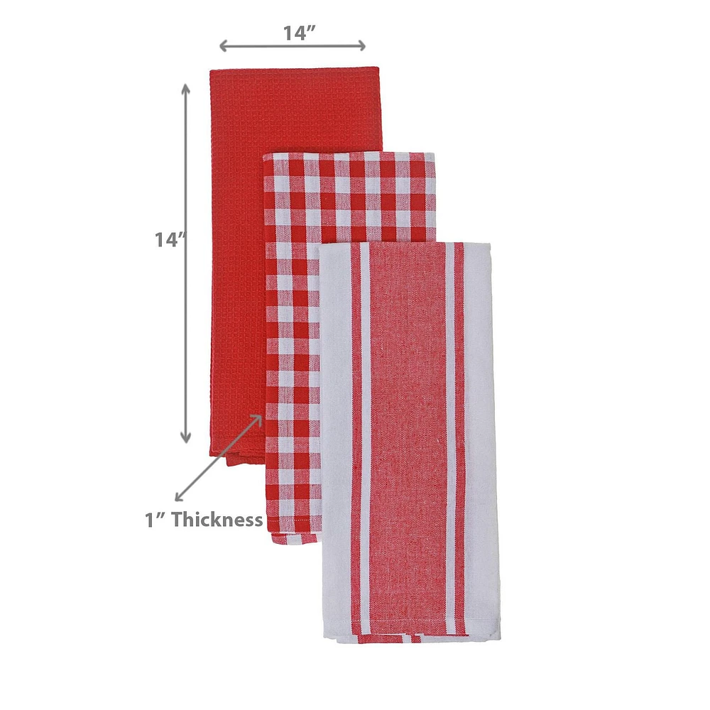 3 Pack Dish Cloth Set Red Plaid