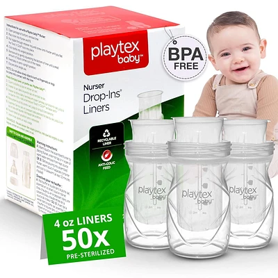 Sachets de biberons jetables pré-stérilisés Playtex Baby® Nurser, plus proches de l'allaitement, 4 oz, 50 unités