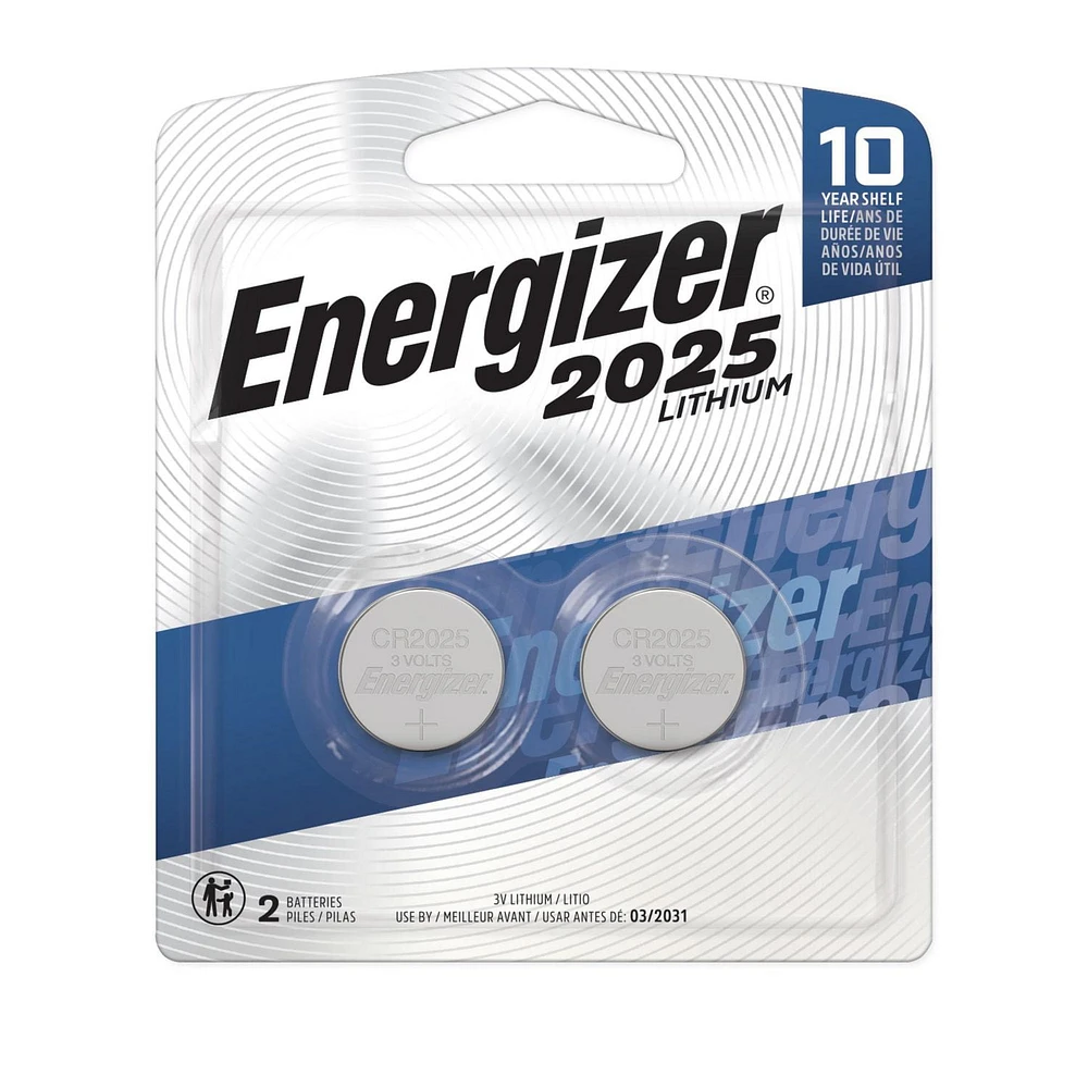 Energizer 2025 Batteries (2 Pack), 3V Lithium Coin Batteries, Batteries 3V Lithium Coin