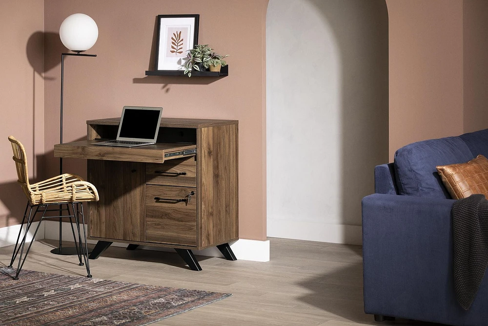 South Shore Flam Multi-Function Secretary Desk Natural Walnut