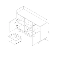 South Shore Bellami Buffet with Wine Storage Nordik Oak