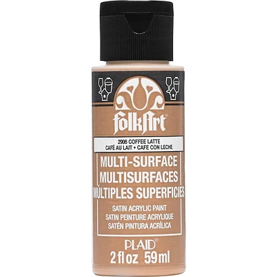 FolkArt Multi-Surface Satin Acrylic Paint, 2 oz., Coffee Latte, FolkArt Multi-Surface Paint