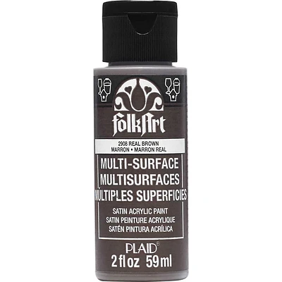 FolkArt Multi-Surface Satin Acrylic Paint, 2 oz., Bark Brown, FolkArt Multi-Surface Paint