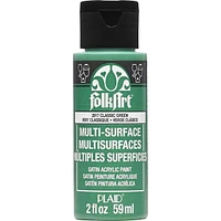 FolkArt Multi-Surface Satin Acrylic Paint, 2 oz., Classic Green, FolkArt Multi-Surface Paint