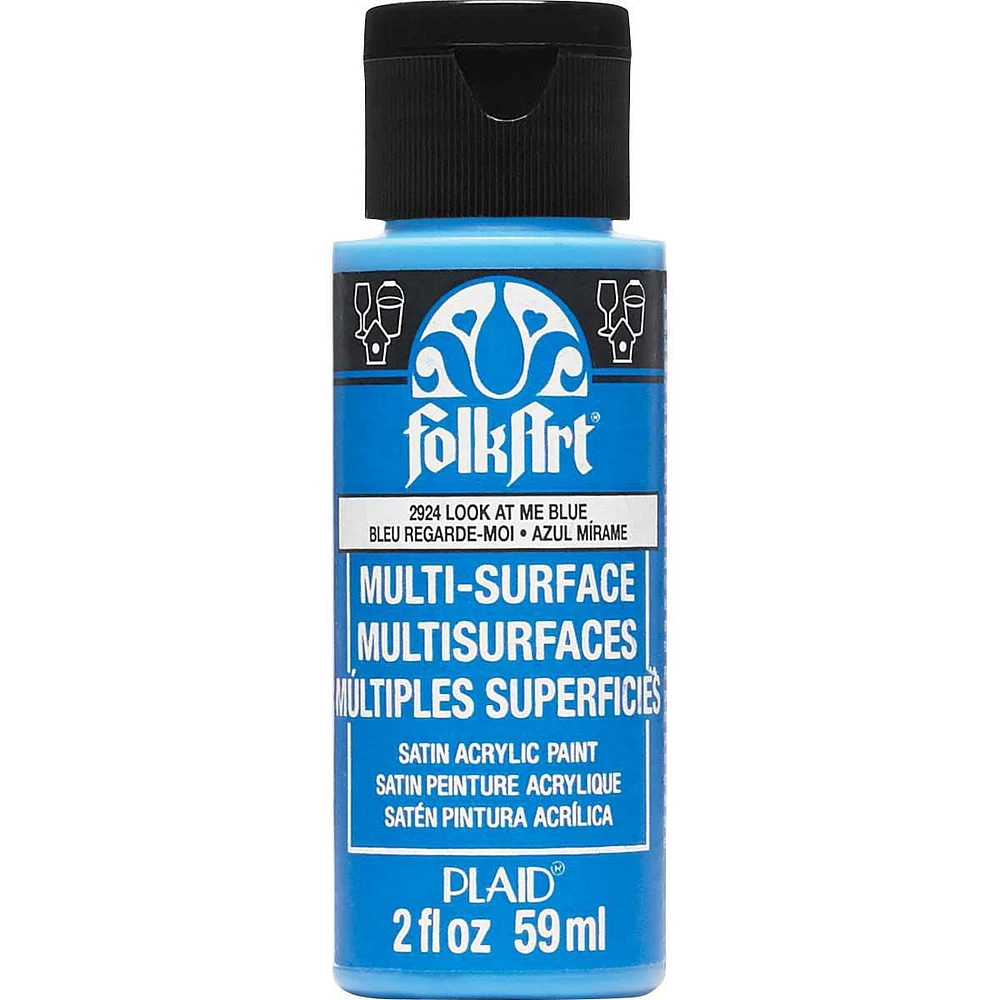 FolkArt Multi-Surface Satin Acrylic Paint, 2 oz., Look At Me Blue, FolkArt Multi-Surface Paint