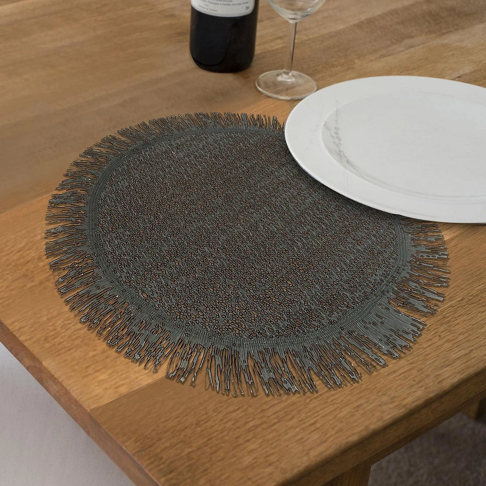 Woven Round Placemat With Fringes 15 X 15