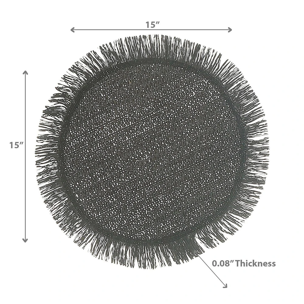 Woven Round Placemat With Fringes 15 X 15