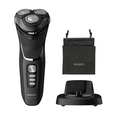 Philips Rasoir Électrique Series 3000, Sec ou Humide Avec Têtes Pivotantes 5D et Base de Charge, S3332/54