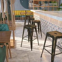 30'' High Backless Distressed Copper Metal Indoor-Outdoor Barstool