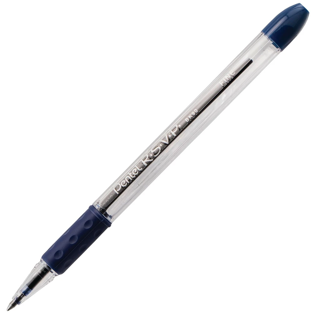 Pentel R.S.V.P. Ballpoint Pen, 0.7mm Medium Point, Blue Ink, Box of 12