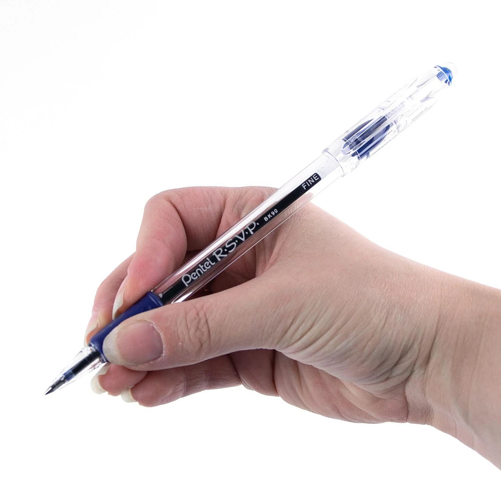 Pentel R.S.V.P. Ballpoint Pen, 0.7mm Medium Point, Blue Ink, Box of 12