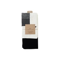 Kitchen Towel Set Of 3 PCs Block Print Waffle Black