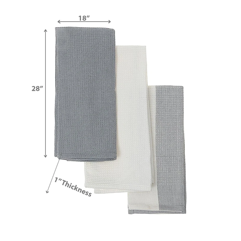 Ensemble De Serviettes De Cuisine De 3 Pcs Block Imprimé La Gaufre