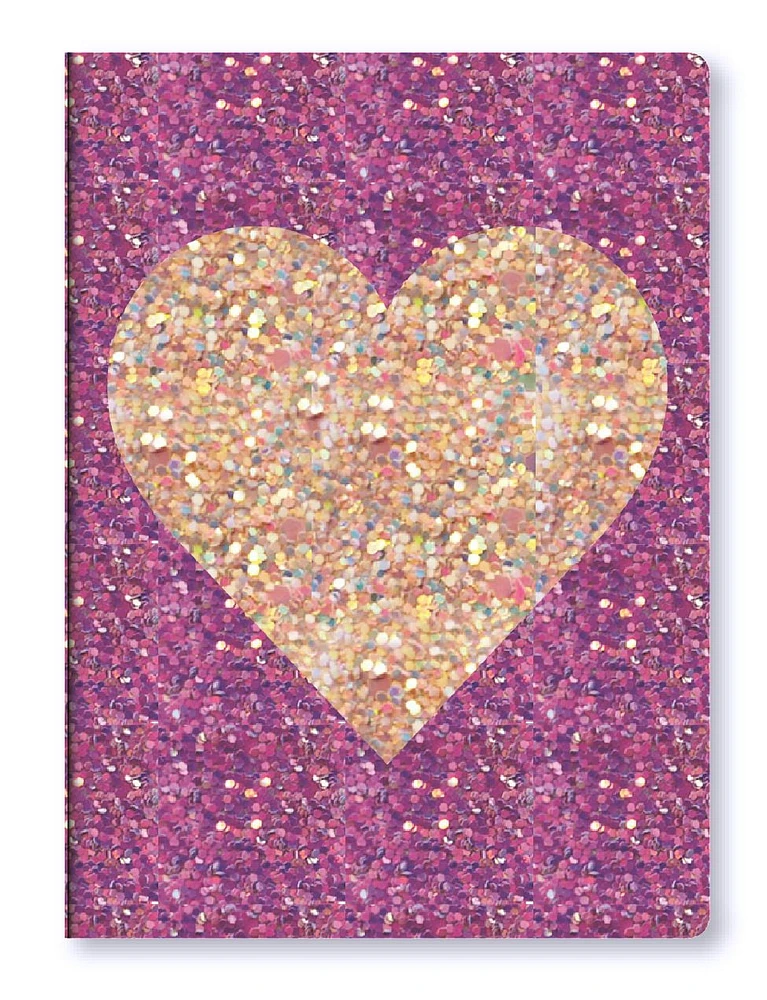 Markings By C.R. Gibson Pink Heart Chunky Glitter Journal