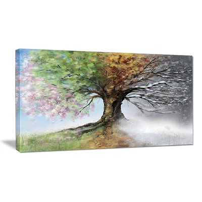 Design Art Tree with Four Seasons Tree Painting Canvas Art Print