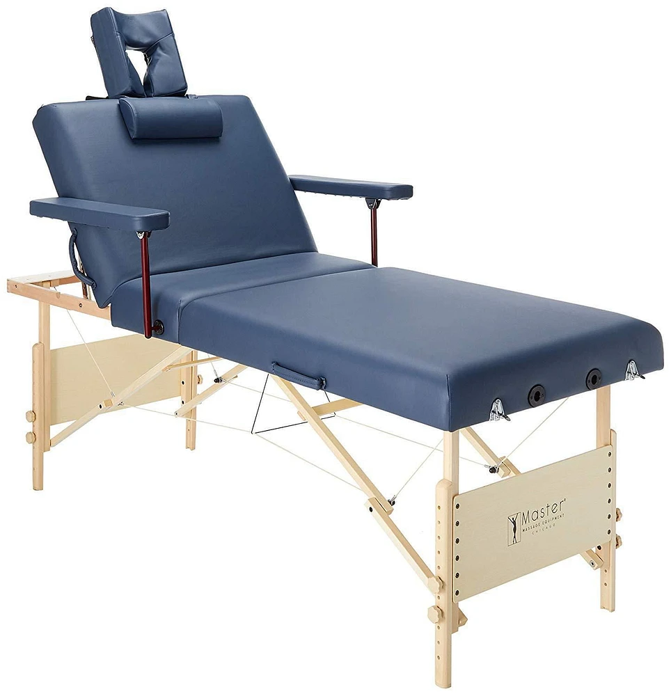 Master Massage 31" Coronado Pro Salon Portable Massage Table Beauty Bed Pacakge Royal Blue