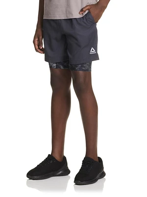 Reebok Boys Perfect Form 2-in-1 Shorts with Compression, Sizes 4-18