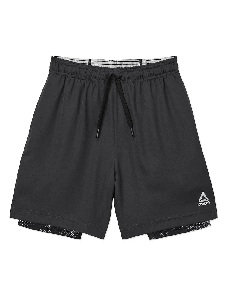 Reebok Boys Perfect Form 2-in-1 Shorts with Compression, Sizes 4-18